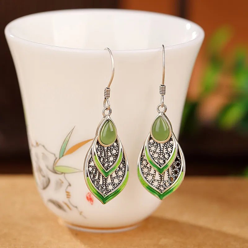 Royal Heaven's Choice Hetian Jade Earrings Jasper Unisex-4