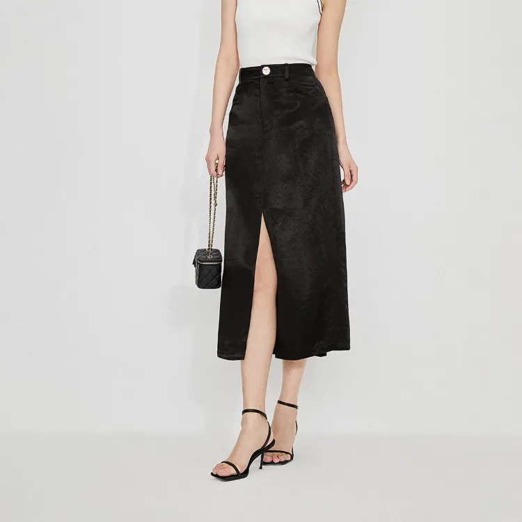 ONLY Denim Long Skirts Women's Black-2