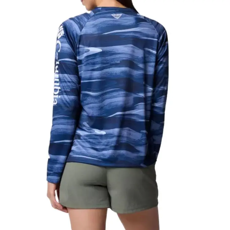 Columbia PFG Super Tidal Tee Raglan Sleeve T-Shirt Women's University Marine Obsidian-1