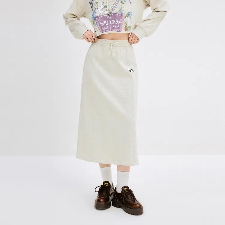 LEDIN Knit Long Skirts Women's Light Gray-2