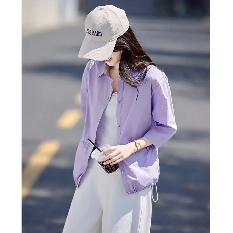 Still quiet Shirts Women's Purple-2