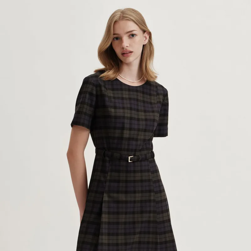 E.land Short Sleeved Dresses Women's Hunter Green-2