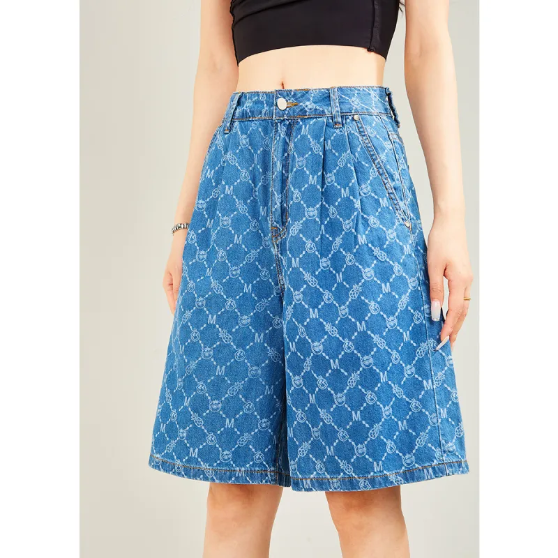 MUGUOGUOMU Denim Shorts Women's Denim Blue-2