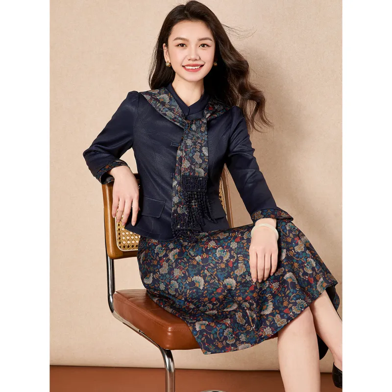 Mylan Two Piece Skirt Sets Women's Blue-5