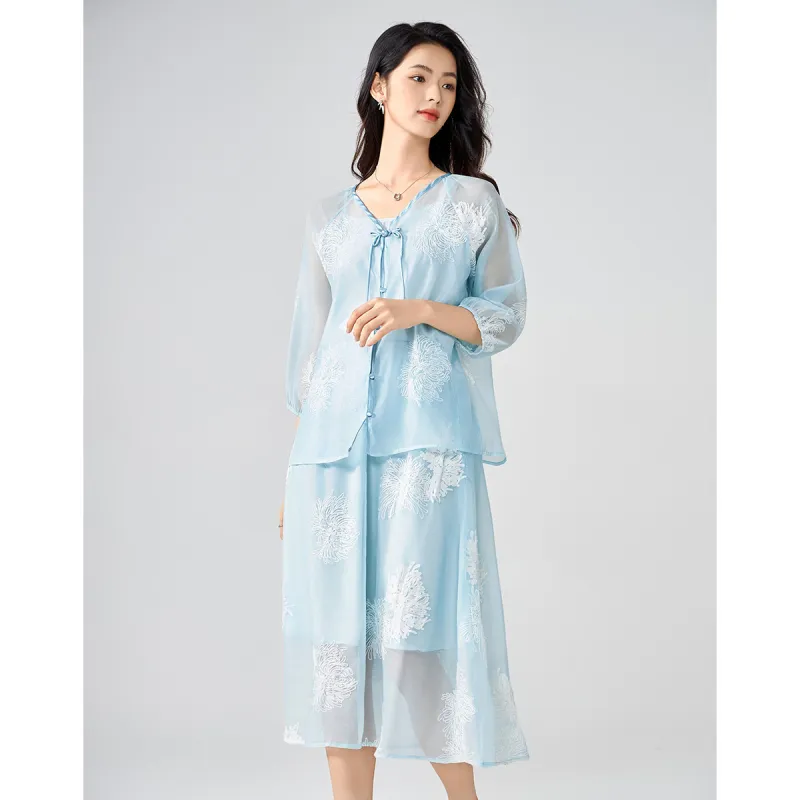 Love Elaine Skirt Set Women's Blue-3