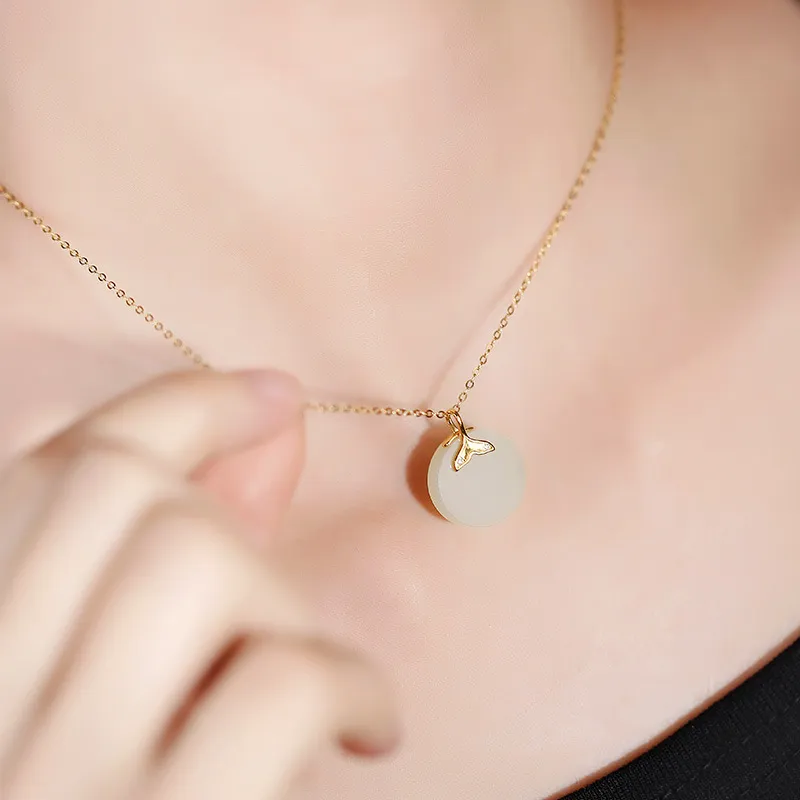 Royal Heaven's Choice Hetian Jade Necklaces Pale Greenish White Jade Unisex-2