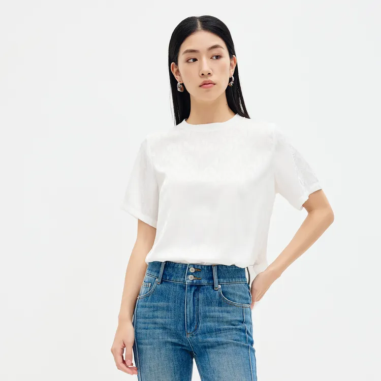 SHUIYUNJIAN T Shirt Women's Raw White-3