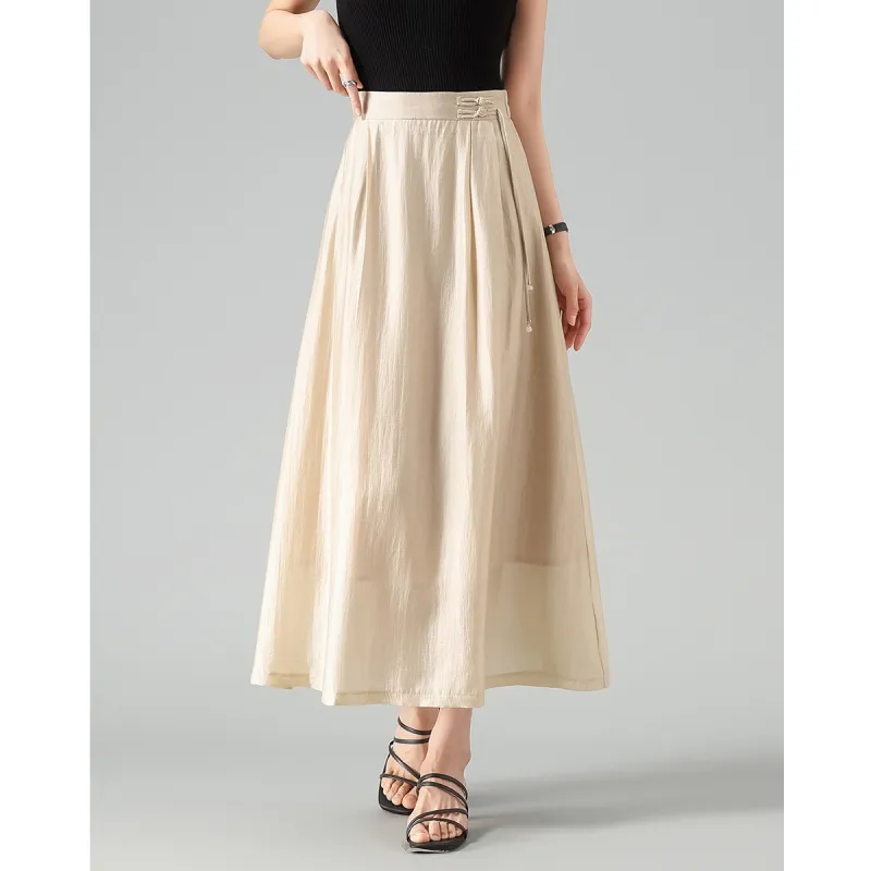XINFEIYU Casual Long Skirts Women's Beige-1