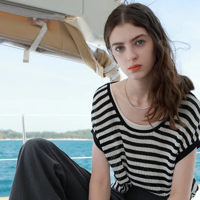 3COLOUR Knitwear Women's Black White Stripes-2