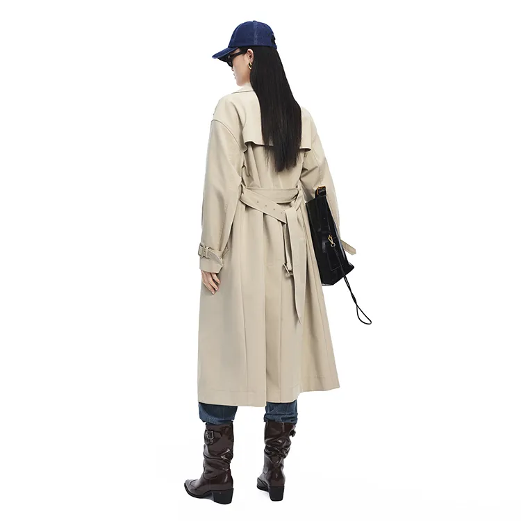 PEACEBIRD Trench Coat Women's Light Sand Khaki-8