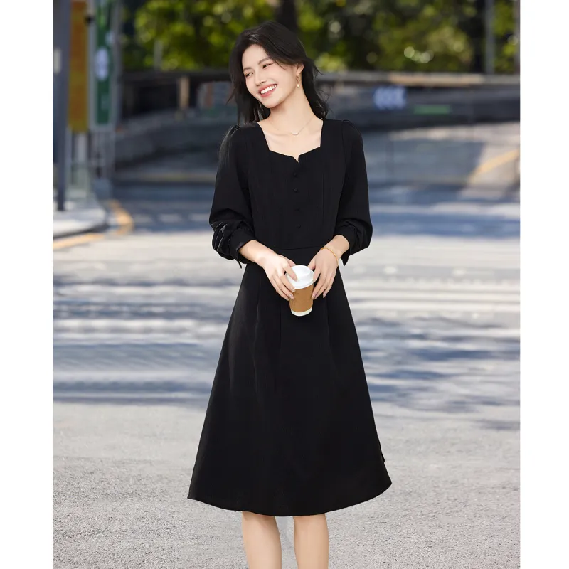 Still Quiet Long Sleeved Dress Women's Black-2