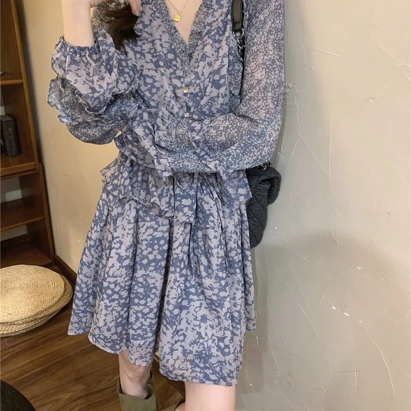 XIANSINIAO Long Sleeved Dress Women's-3