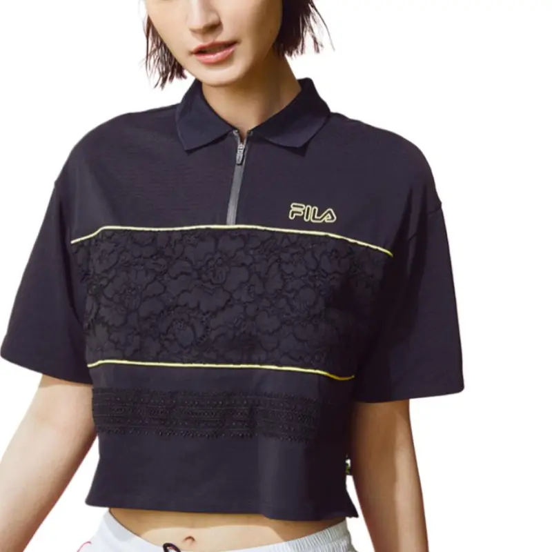 FILA FUSION Drop Shoulder Sleeve T Shirt Women's Pitch Black-2