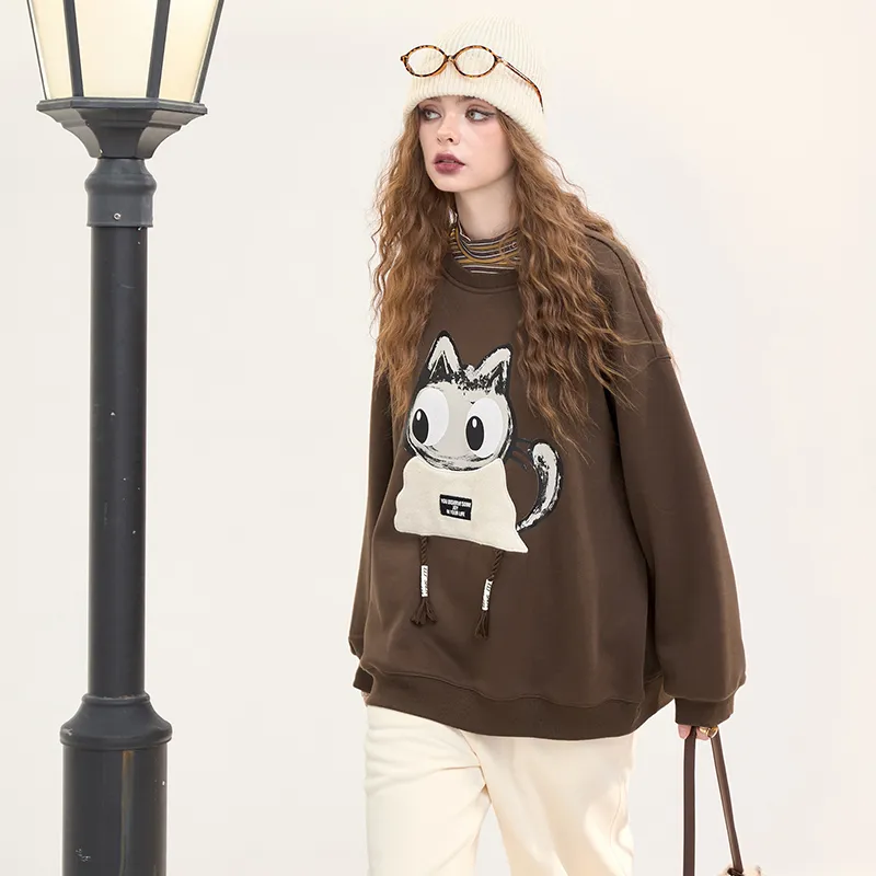 ELF SACK Sweatshirts Women's Naughty Coffee-2
