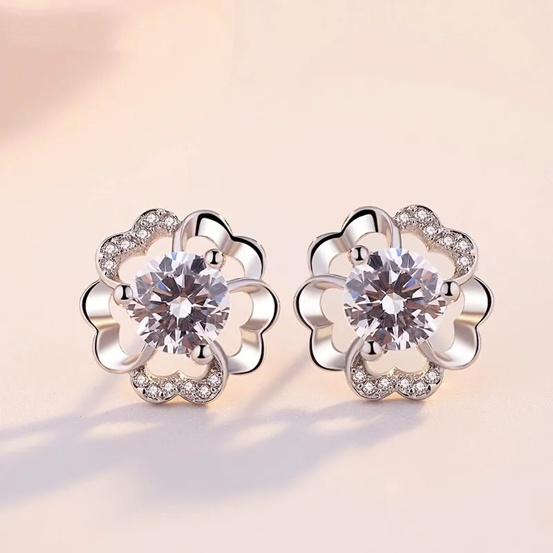 Happy Tide 999 Fine Silver Earrings Women's White Gold-1