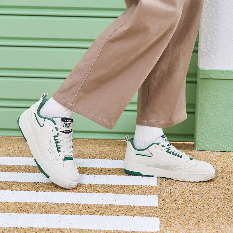 XTEP New Dawn Lightweight Anti Slip Low Top Skateboard Shoes Men's Sail White-9