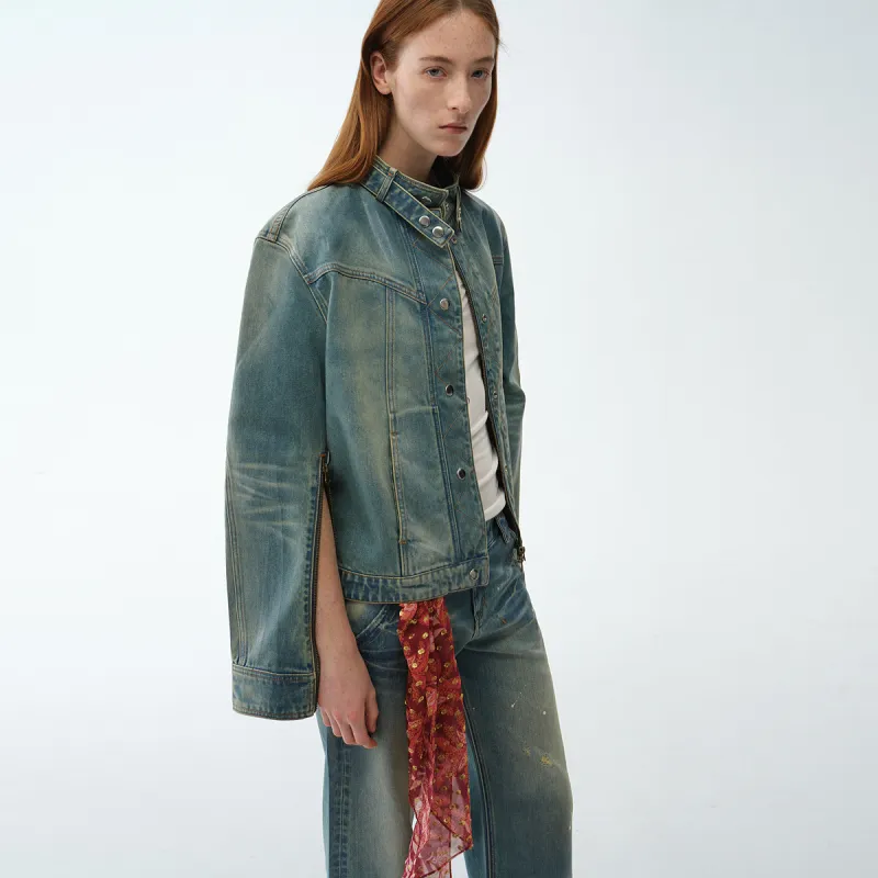 FIRELADY FUR Cropped Coat Women's Vintage Blue-4