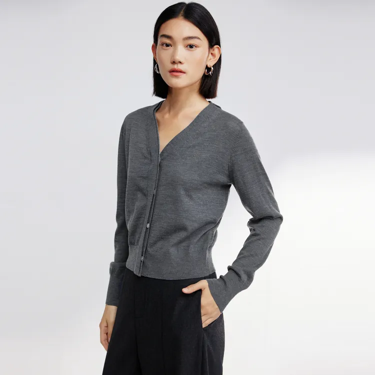 SHUIYUNJIAN Sheep Wool Knitted Fabric Cardigan Women's-10