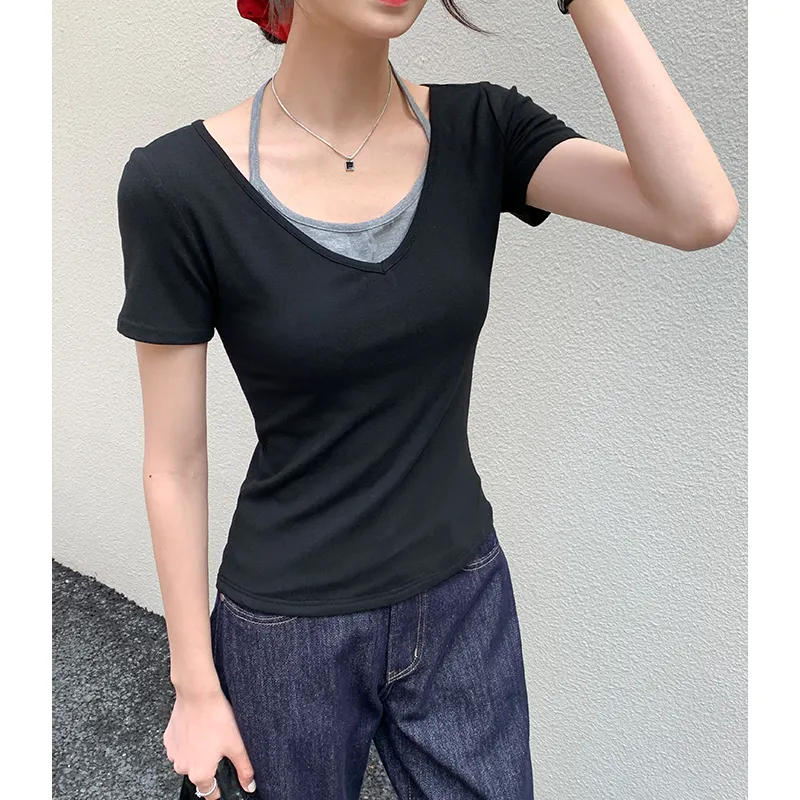 XIANSINIAO T Shirts Women's Black-1