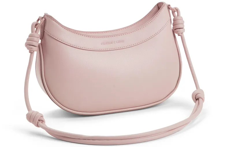 CHARLES&KEITH PU One Shoulder Bag, Crossbody Bag, Saddle Bag Trumpets Women's Cream Milk White/Light Pink Light Pink-6
