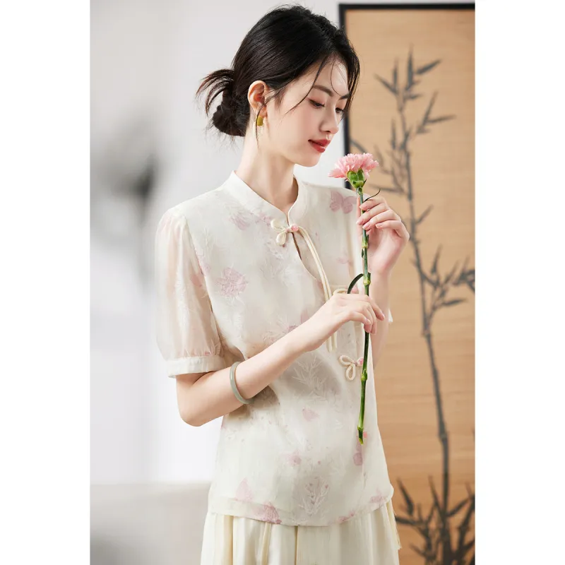 XINFEIYU T Shirt Women's Pink Butterfly-3