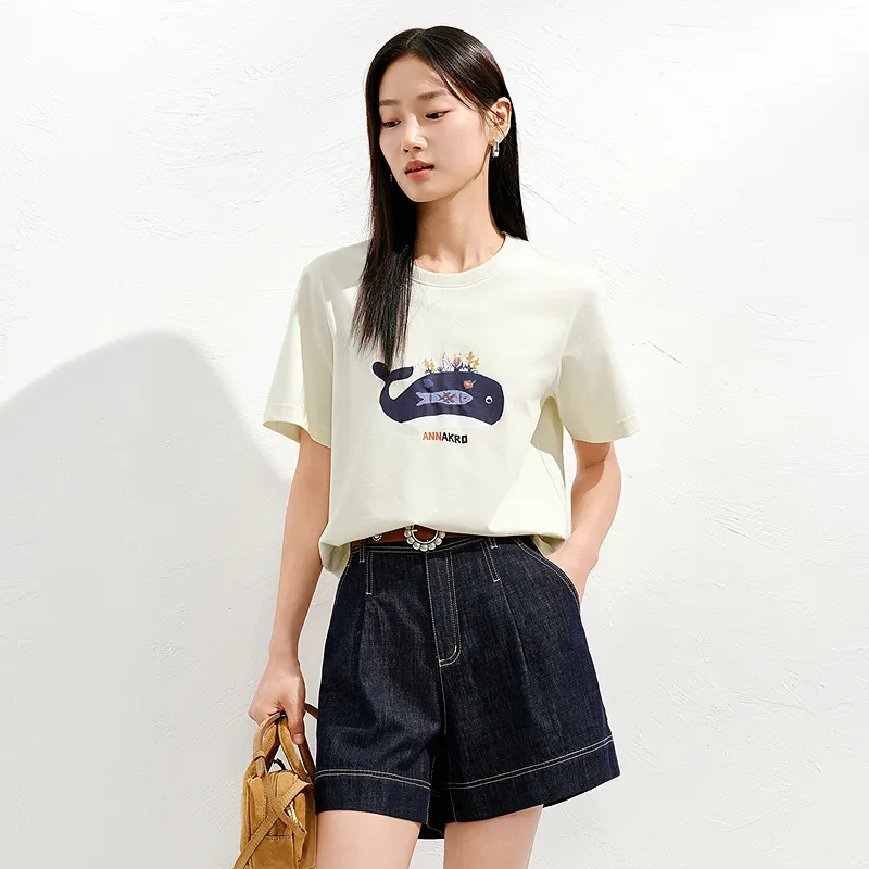 JZ. ANNAKRO T Shirts Women's Beige Yellow-5