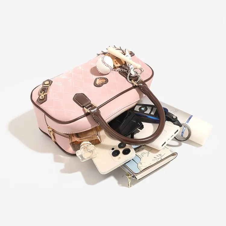 MINLUBAOLUO Synthetic Leather Handbag Women's Pink-6