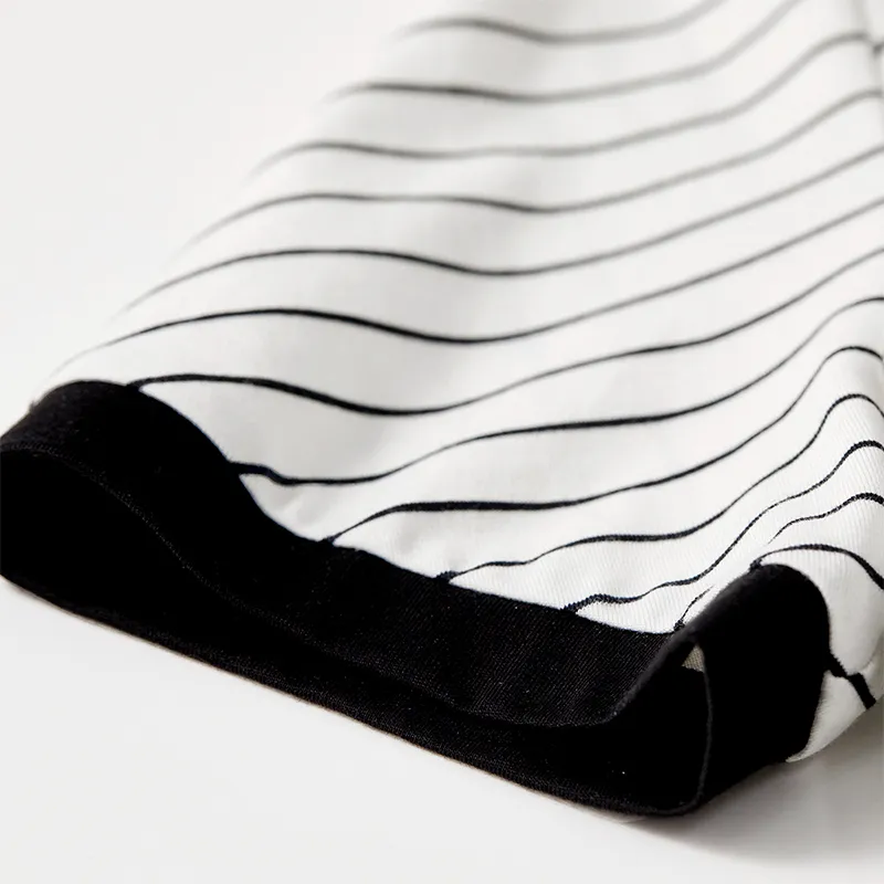 SENTUBILA T Shirts Women's White Base Black Stripes-6