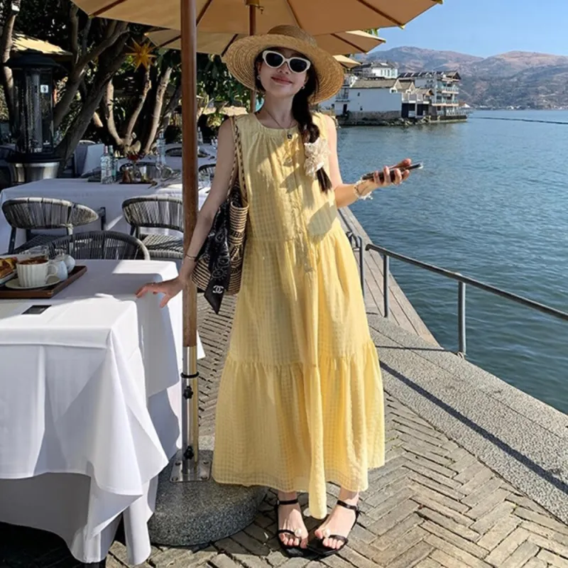 BEAUTIFUL CONFESSION Sleeveless Dress Women's Yellow-2