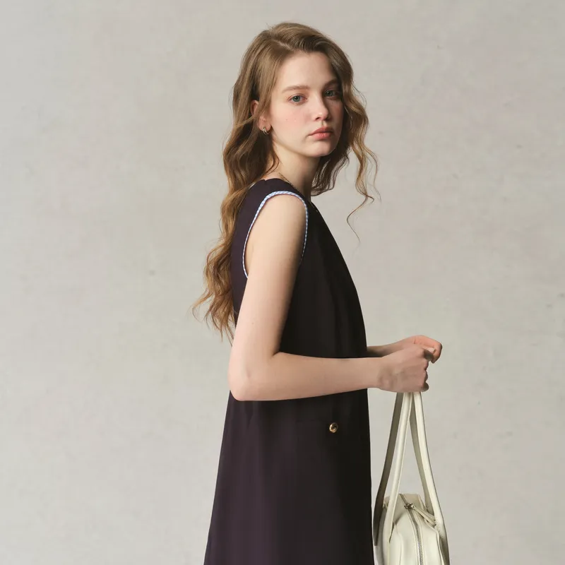 E.land Sleeveless Dress Women's Dark Navy Blue 03D/NAVY-3