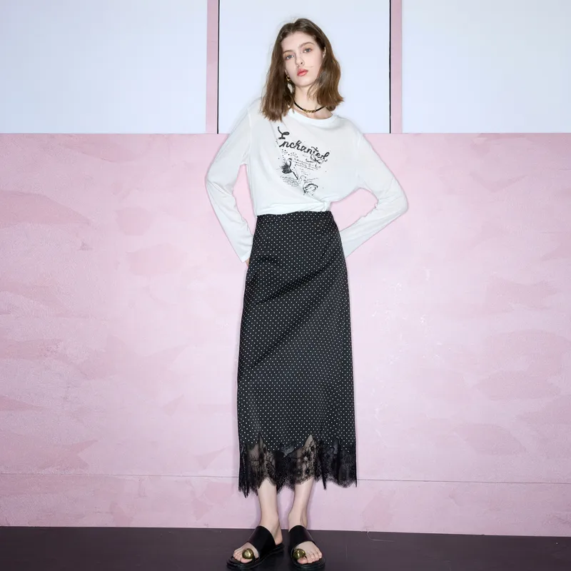 3COLOUR Casual Long Skirt Women's Classic Black-5