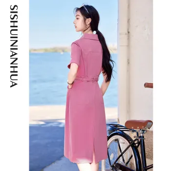 Like The Age Of Water Short Sleeved Dress Women's Rose Red