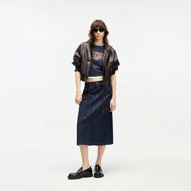 ONLY Denim Long Skirts Women's J36 810 Washed Denim Blue-2