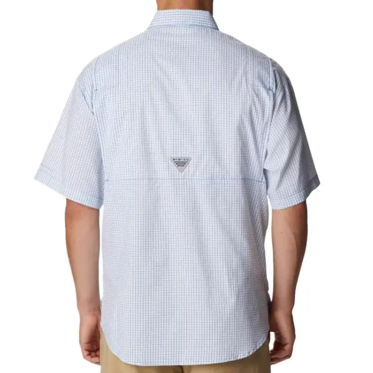 Columbia PFG Super Tamiami Shirt Men's Bright Blue Plaid-1