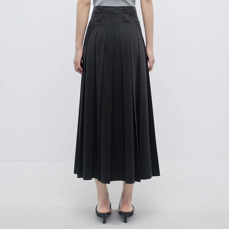 SHUIYUNJIAN Casual Long Skirt Women's Dark Gray-3