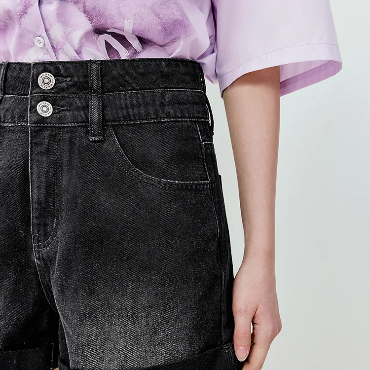 LEDIN Denim Shorts Women's Dark Gray-3