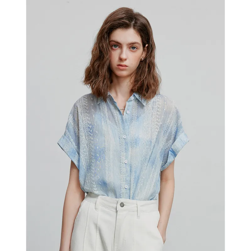 Initial Language Shirt Women's Tie Dye Blue-2