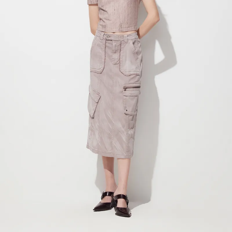 ONLY Denim Long Skirts Women's Sand Gray Purple-2