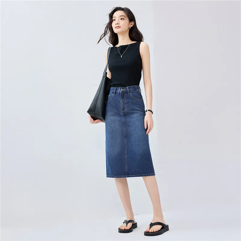 UNIQLO Denim Long Skirts Women's-10