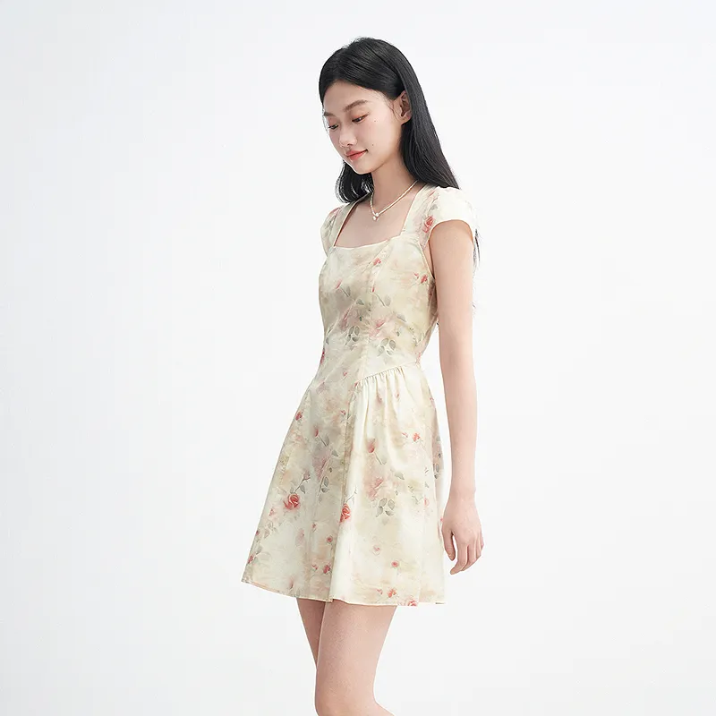 LEDIN Short Sleeved Dress Women's Sweet Corn Yellow-5