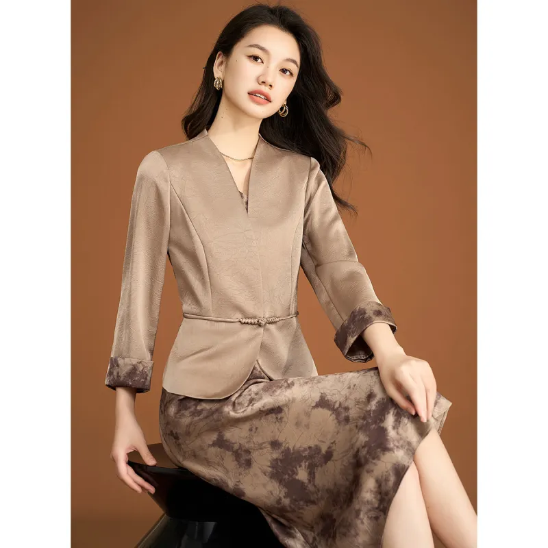 Mylan Long Sleeved Dress Women's Coffee-2