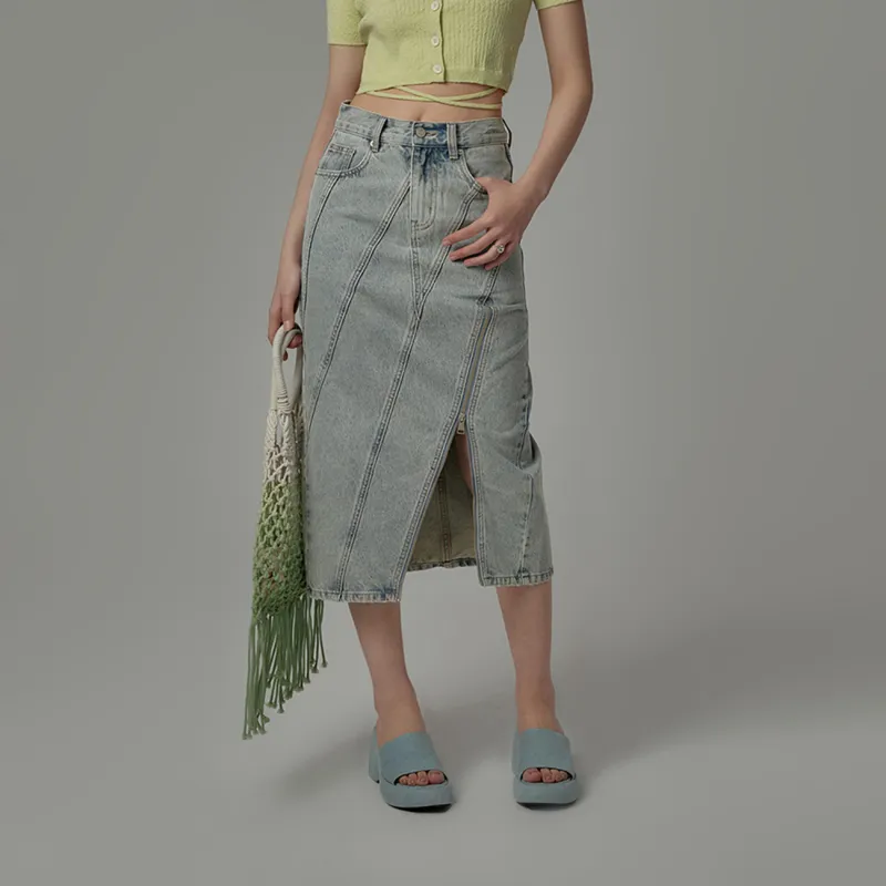 CHUU Casual Short Skirts Women's Denim Blue-2