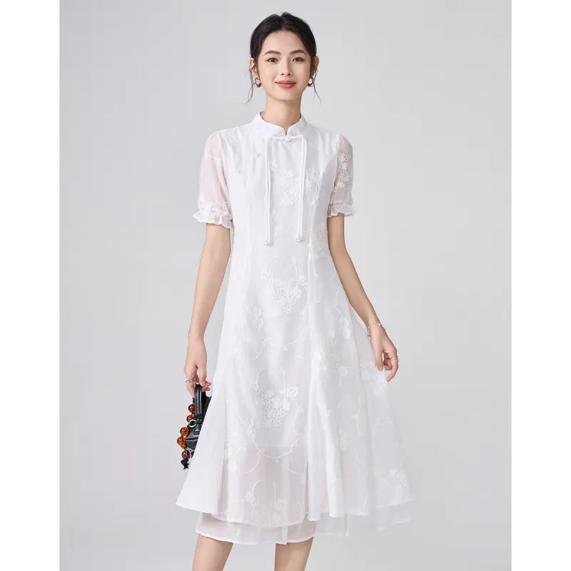 Love Elaine Short Sleeved Dress Women's White-3