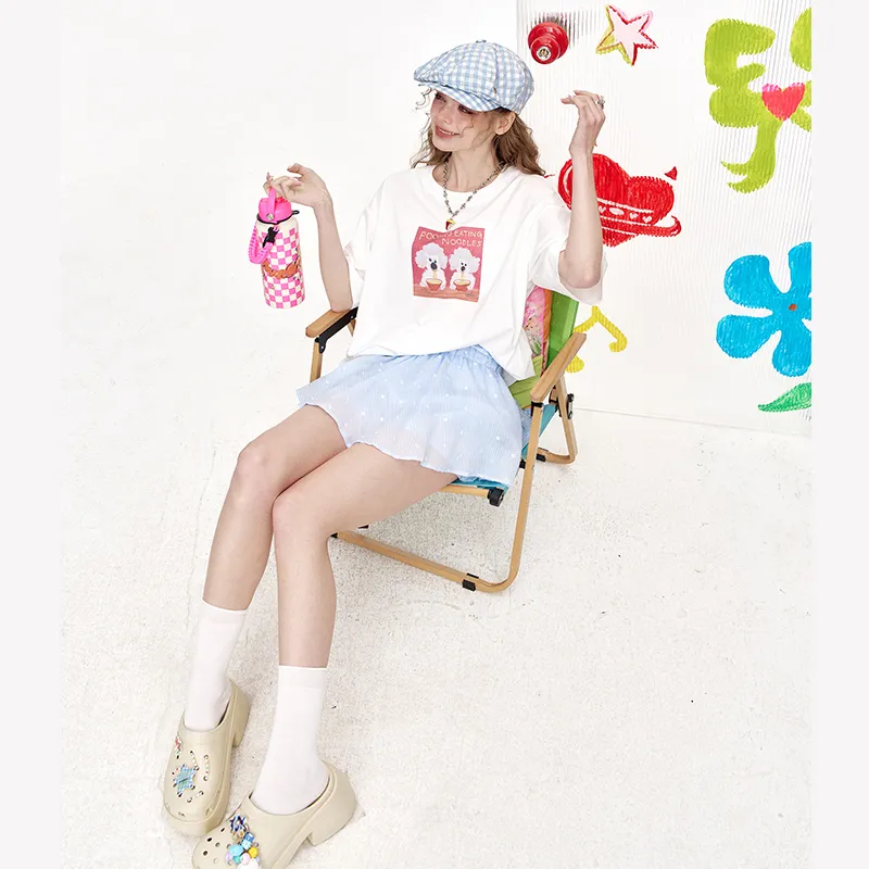 ELF SACK Casual Short Skirts Women's Refreshing Blue-5