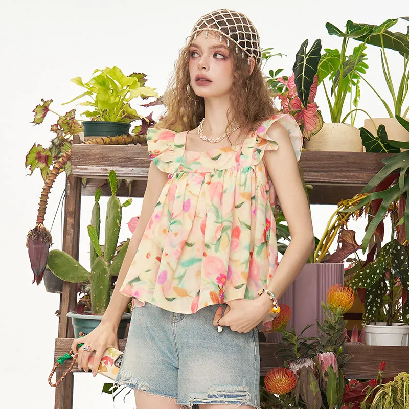 ELF SACK Shirts Women's Fox Pink Floral-4