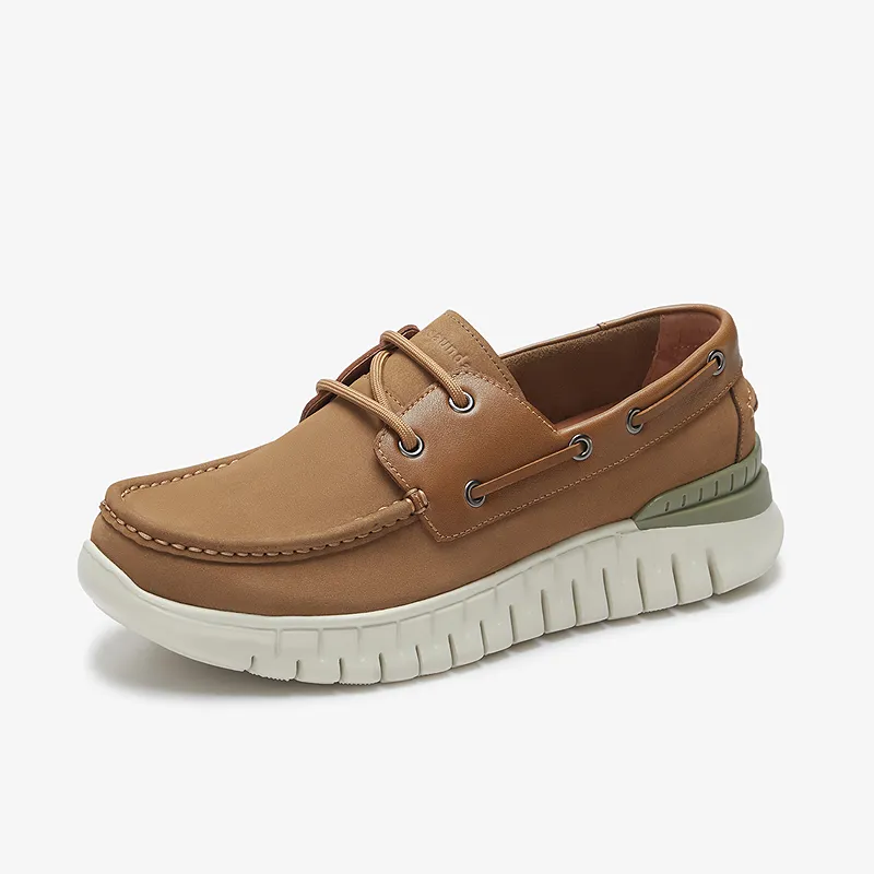 LE SAUNDA Boat Shoes Men Light Gray GYN/Khaki CMN-6