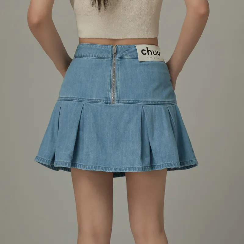 CHUU Denim Short Skirts Women's Light Blue-3