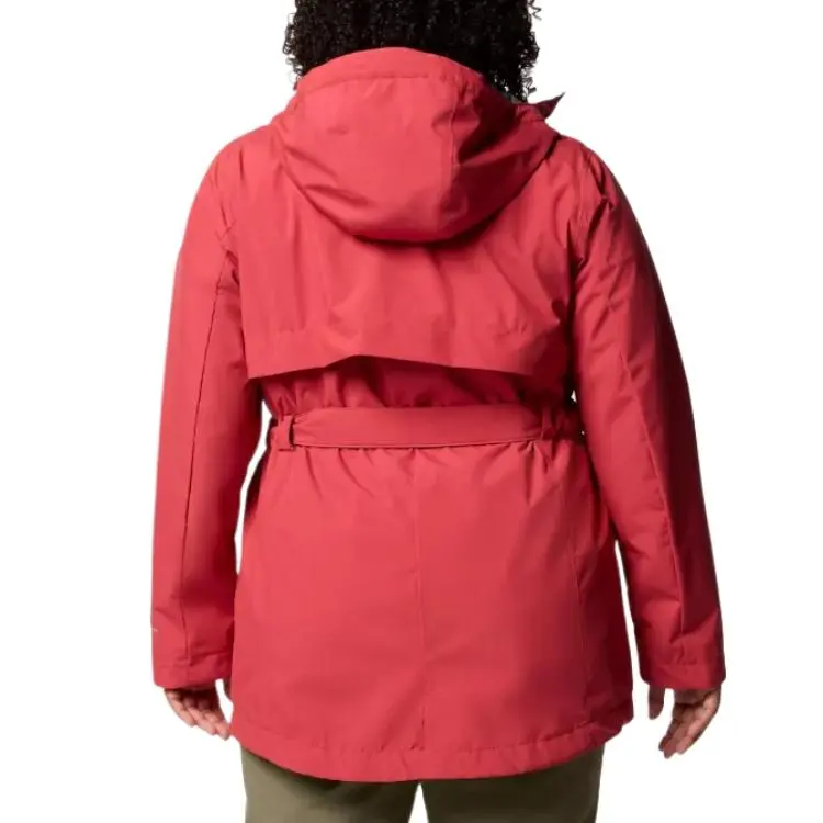 Columbia Long Valley Trench Coat Women's Red-1