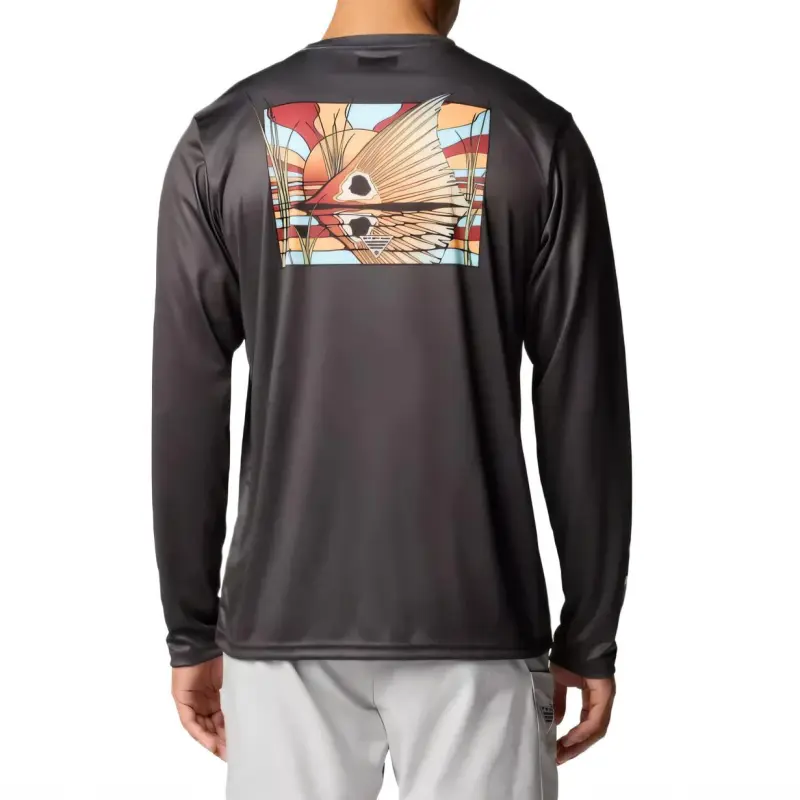 Columbia Terminal Tackle PFG™ Fish Shine Long Sleeve Shirt T-Shirt Men's Dark Gray-1