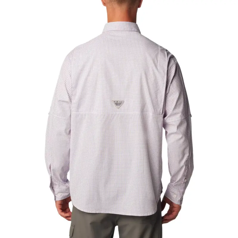 Columbia PFG Super Tamiami Shirt Men's Gray Red Square Plaid-2